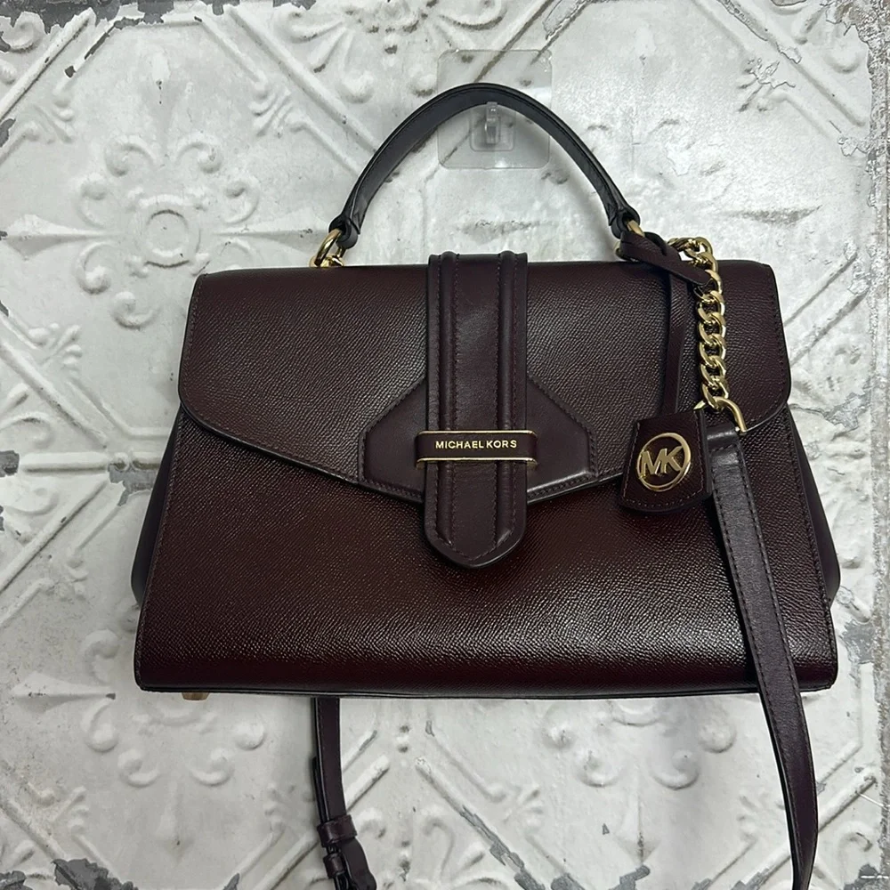 Michael Kors dark wine Leather Handbag